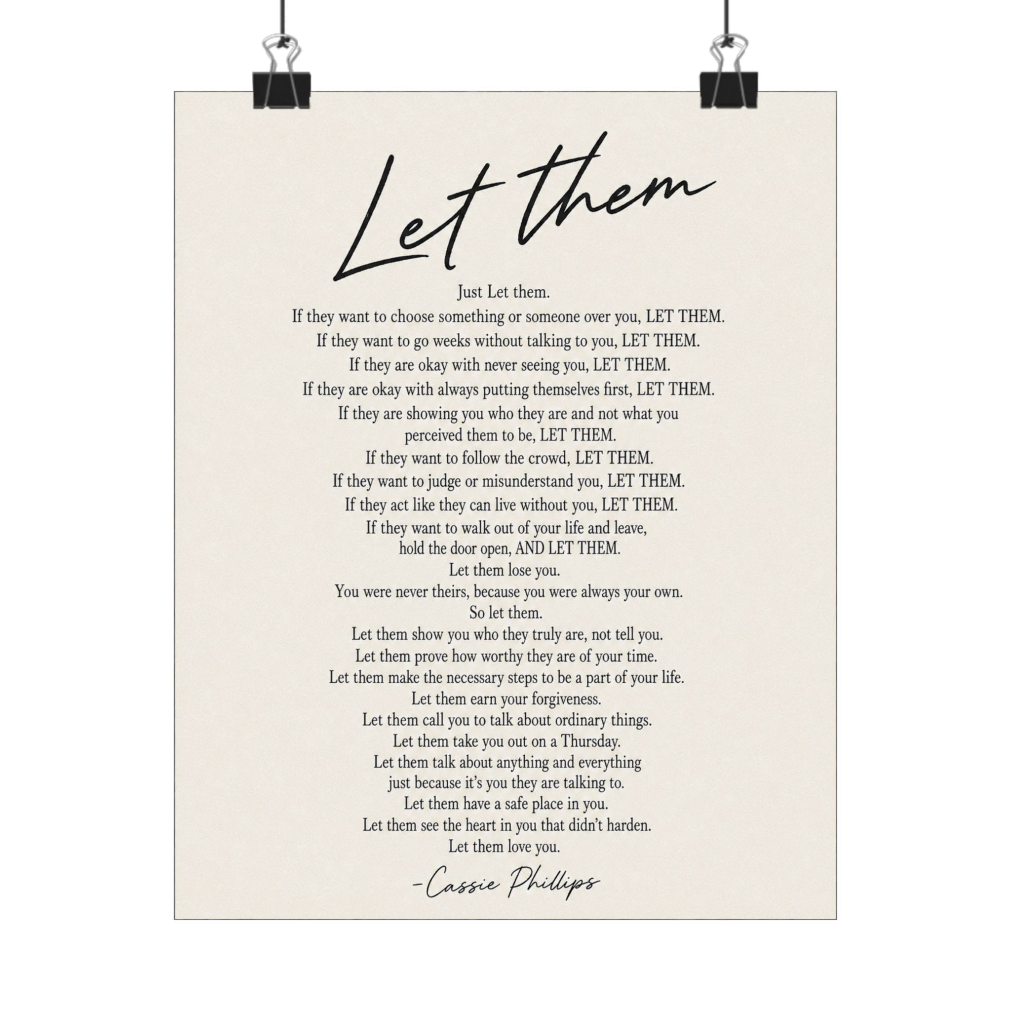 Cassie Phillips' "Let Them" Poem - Matte Vertical Poster
