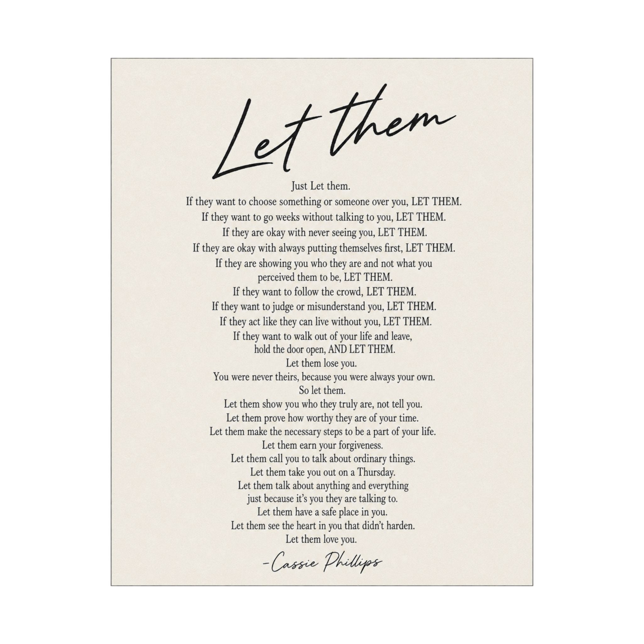 Cassie Phillips' "Let Them" Poem - Matte Vertical Poster
