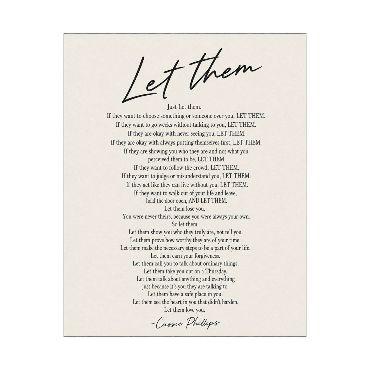 Cassie Phillips' "Let Them" Poem - Matte Vertical Poster