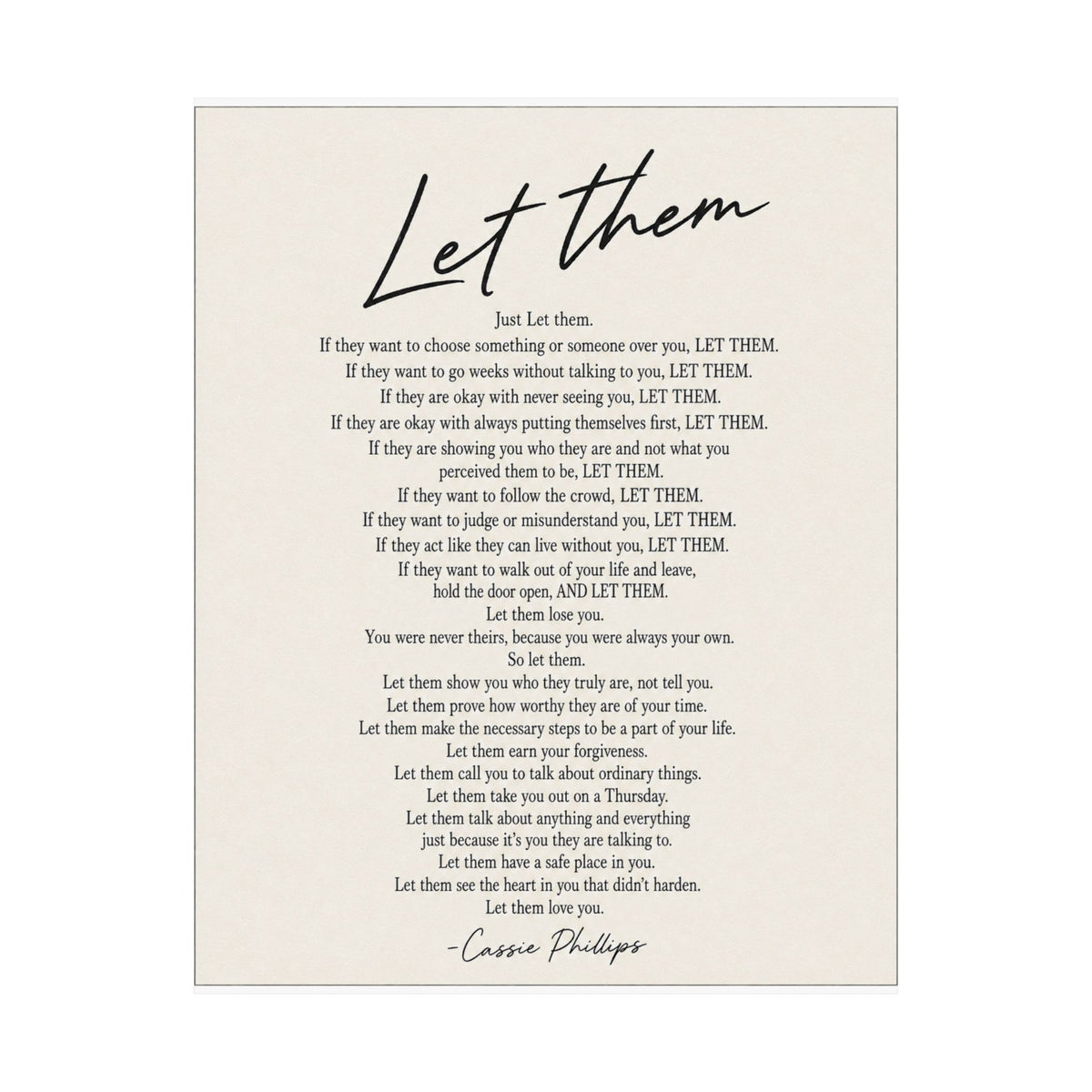 Cassie Phillips' "Let Them" Poem - Matte Vertical Poster
