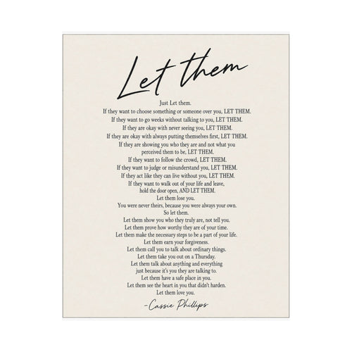 Cassie Phillips' "Let Them" Poem - Matte Vertical Poster